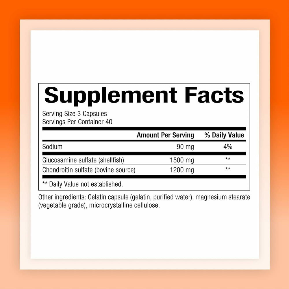 Product label for Natural Factors Glucosamine & Chondroitin 120 Capsules