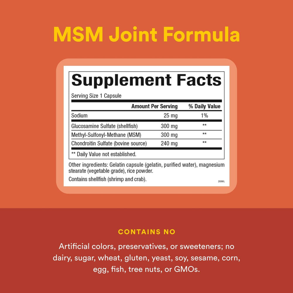 MSM Joint Formula aiding joint mobility and muscle comfort