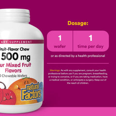 Vitamin C 500 mg chewable wafer on white background