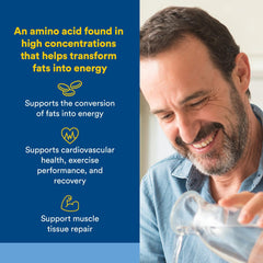 Natural Factors L-Carnitine 500mg bottle label, purity and potency guaranteed