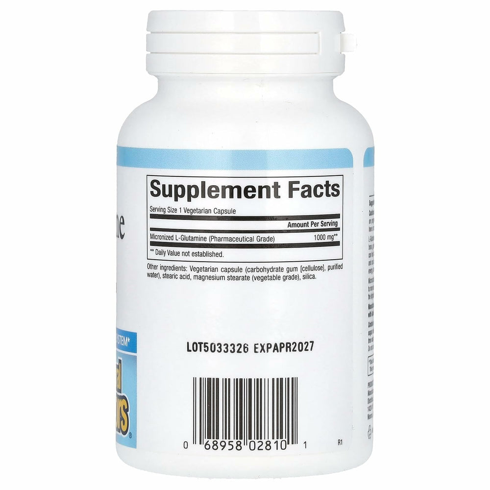Close-up of L-Glutamine 1000mg label