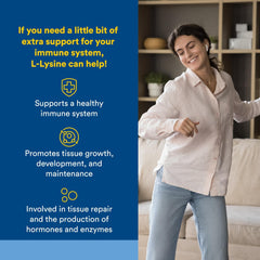 Label close-up of Natural Factors L-Lysine 500 mg