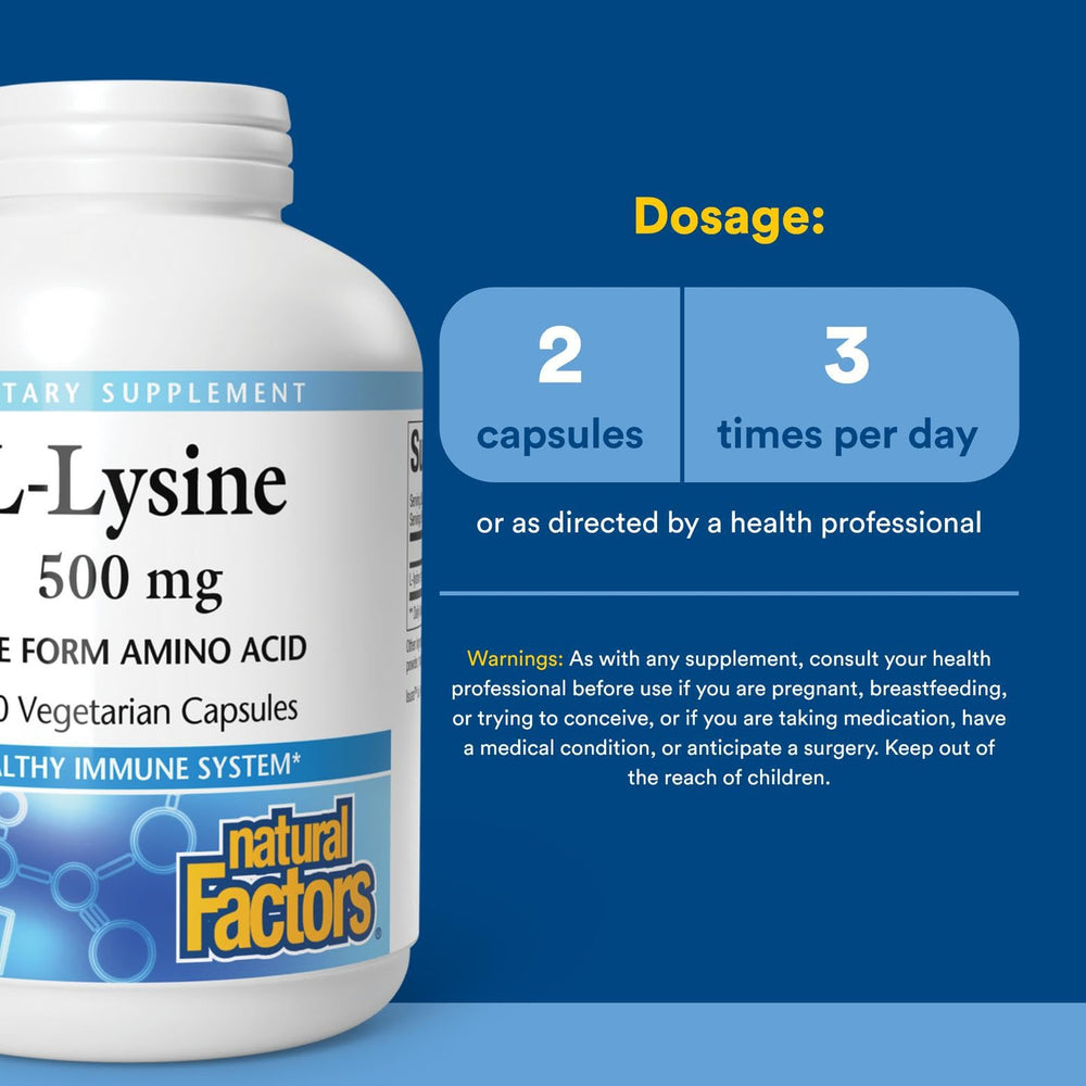 Ingredients list for Natural Factors L-Lysine 500 mg