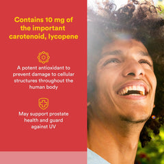 Close-up of lycopene softgels showing orange-red capsules