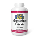 Front view of Natural Factors Magnesium Citrate 150 mg 360 capsules bottle