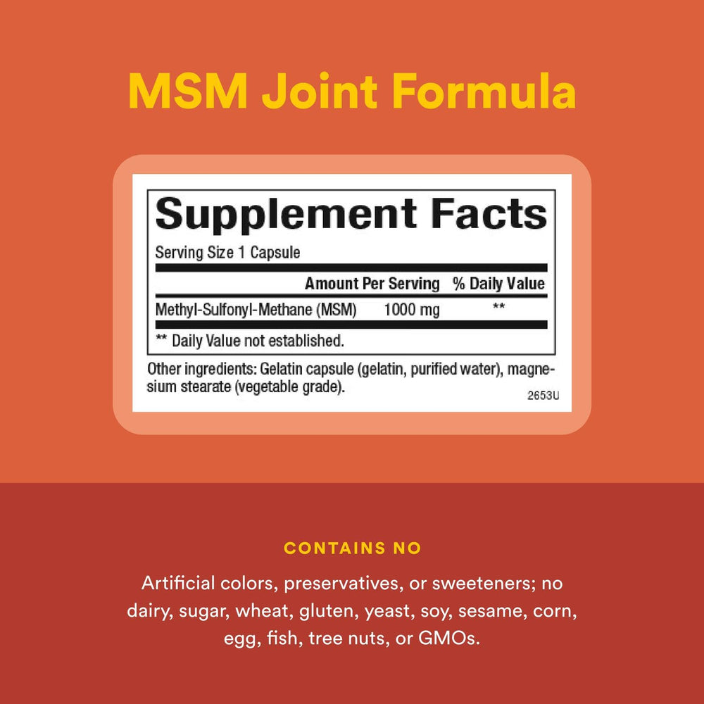 Close-up of MSM capsules