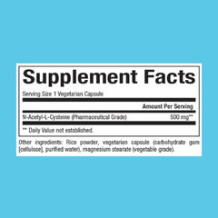 NAC 500 mg capsules shown in bottle