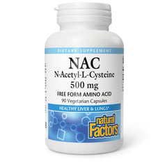 Bottle label for Natural Factors N-Acetyl-L-Cysteine 500 mg