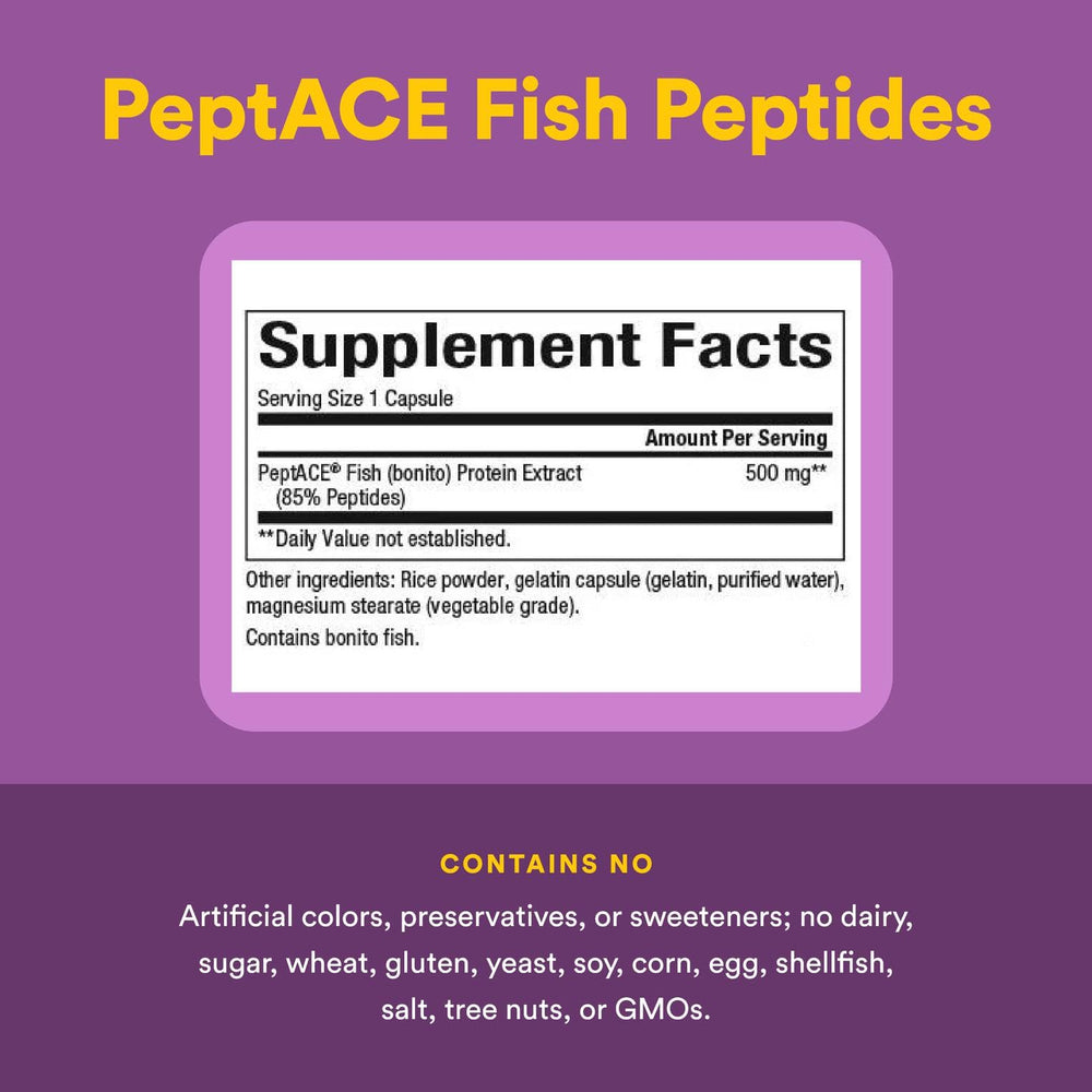 Supplement facts and ingredients for PEPTACE Fish Peptides
