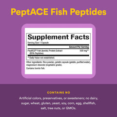 Supplement facts and ingredients for PEPTACE Fish Peptides
