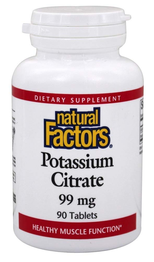 Bottle of Natural Factors Potassium Citrate 99 mg - 90 tablets