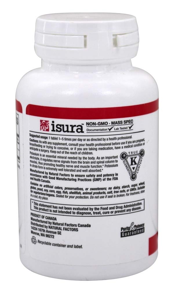 Natural Factors Potassium Citrate 99 mg supplement packaging