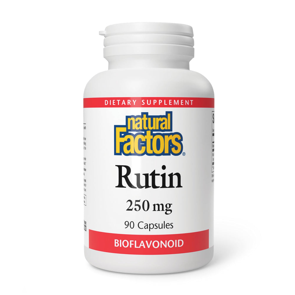 Natural Factors Rutin 250mg bottle highlighting citrus bioflavonoid support for vascular health