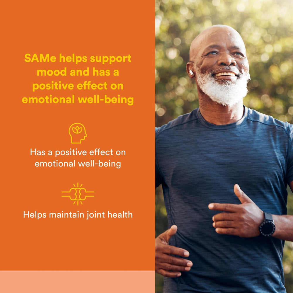 Close-up of enteric coated SAMe 200 mg tablet