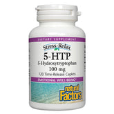 Front view of Natural Factors Stress-Relax 5-HTP 100 mg 120-count bottle