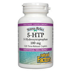 Front view of Natural Factors Stress-Relax 5-HTP 100 mg 120-count bottle