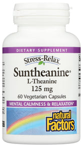Bottle of Natural Factors Stress-Relax Suntheanine L-Theanine supplement