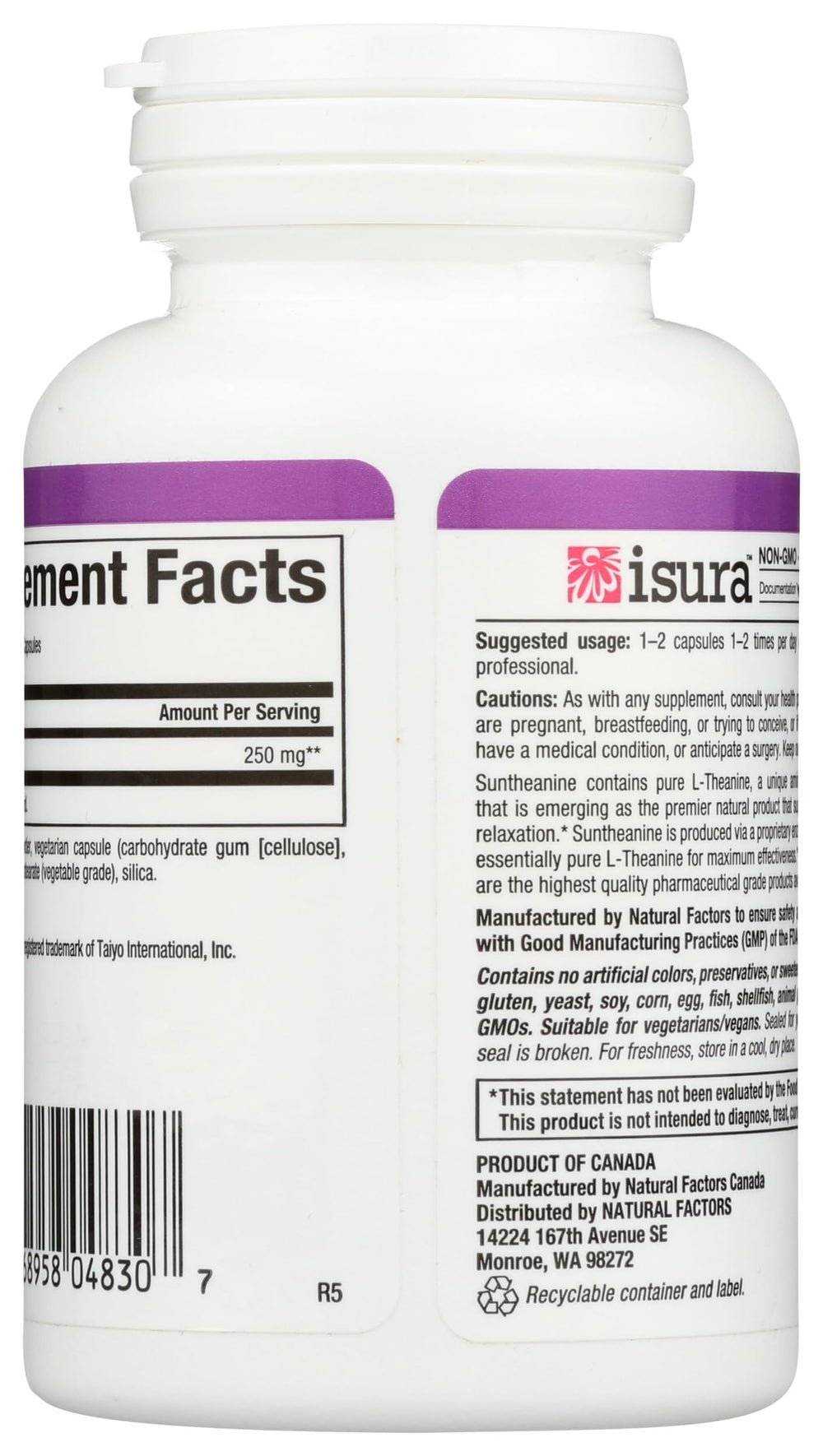 Close-up of Suntheanine L-Theanine capsules