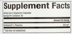 Product label highlighting 125 mg Suntheanine per capsule
