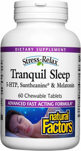 Bottle of Natural Factors Stress-Relax Tranquil Sleep 60 chewable tablets