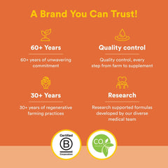 Natural Factors brand logo and sustainability information