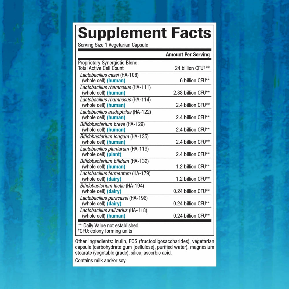 Graphic showing 12 probiotic strains