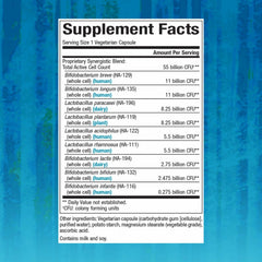 Close-up of probiotic capsules displaying 55 Billion CFU