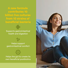 Close-up of Synbiotic Pre + Probiotic capsule showing 10 billion CFU