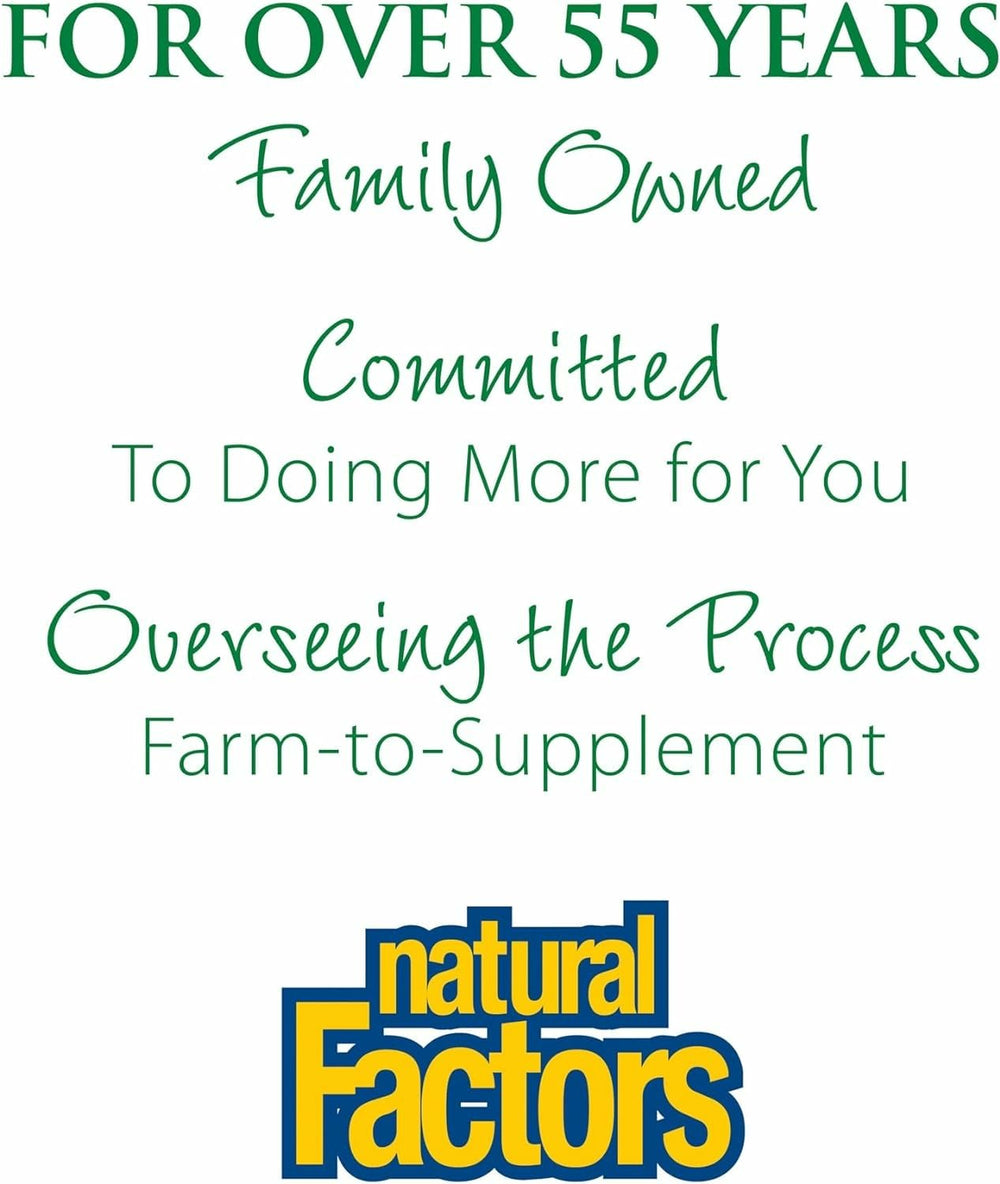 Natural Factors sustainability and manufacturing quality badges