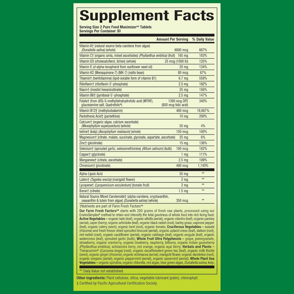 Label close-up on Natural Factors Women 50+ multivitamin