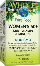 Packaging of Natural Factors Whole Earth & Sea Women's 50+ Multivitamin & Mineral (120 tablets)