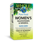 Front of Natural Factors Whole Earth & Sea Women’s Multivitamin 120 Tabs bottle with label