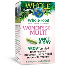 Bottle of Natural Factors Whole Earth & Sea Women’s 50+ multivitamin 60 vegetarian capsules
