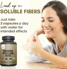 Graphic showing benefits of psyllium fiber for digestive health