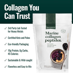 Ingredients and nutrition label on Marine Collagen Powder