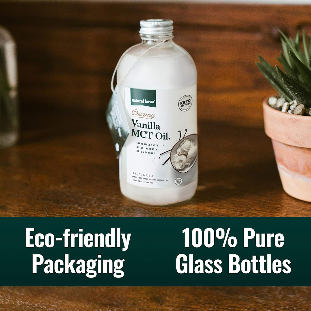 Creamy Vanilla MCT Oil mixing into tea or smoothies