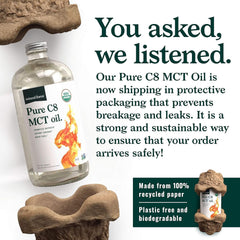 Side view of the glass bottle showing the container