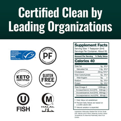 Amber glass bottle of Natural Force Pure Omega-3 Lemon Cake Omega-3 supplement