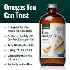 Back label with ingredients and nutrition for Natural Force Pure Omega-3 Lemon Cake