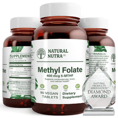 Natural Nutra Methyl Folate bottle with Quatrefolic label