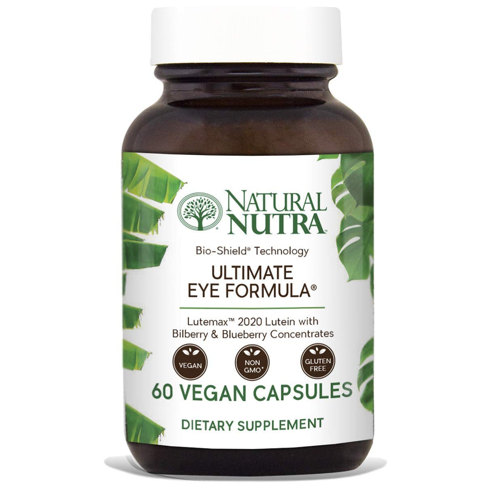 Bottle of Natural Nutra Ultimate Eye Health Supplement with Bilberry and Blueberry extract