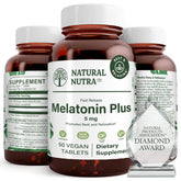 Natural Nutra Vegan Melatonin 5mg bottle with 50 tablets