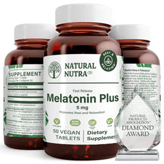 Natural Nutra Vegan Melatonin 5mg bottle with 50 tablets