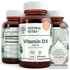 Natural Nutra Vitamin D3 400 IU Softgels - hero image