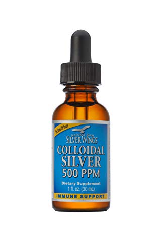 Colloidal silver label showing 500 PPM in amber brown bottle