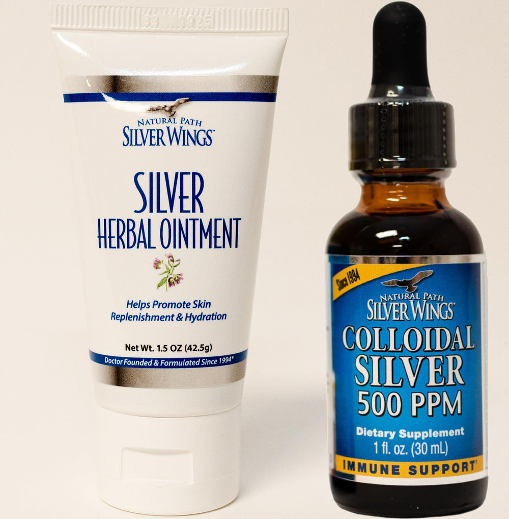 Natural Path Silver Wings Colloidal Silver 500 ppm in a 1 oz (30 ml) bottle