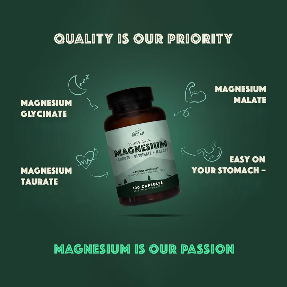 Natural Rhythm magnesium malate focus supports energy metabolism for daily activity.
