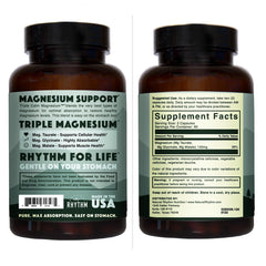 Natural Rhythm Triple Calm bottle on kitchen counter for easy daily use.