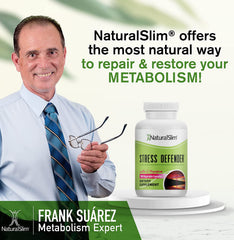 Sealed bottle of NaturalSlim Stress Defender on white backdrop