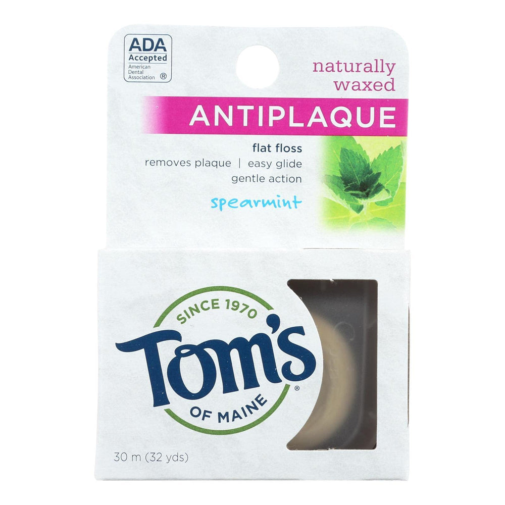 Natural Spearmint Antiplaque Flat Dental Floss packaging image - 32 yards per container (image 1)